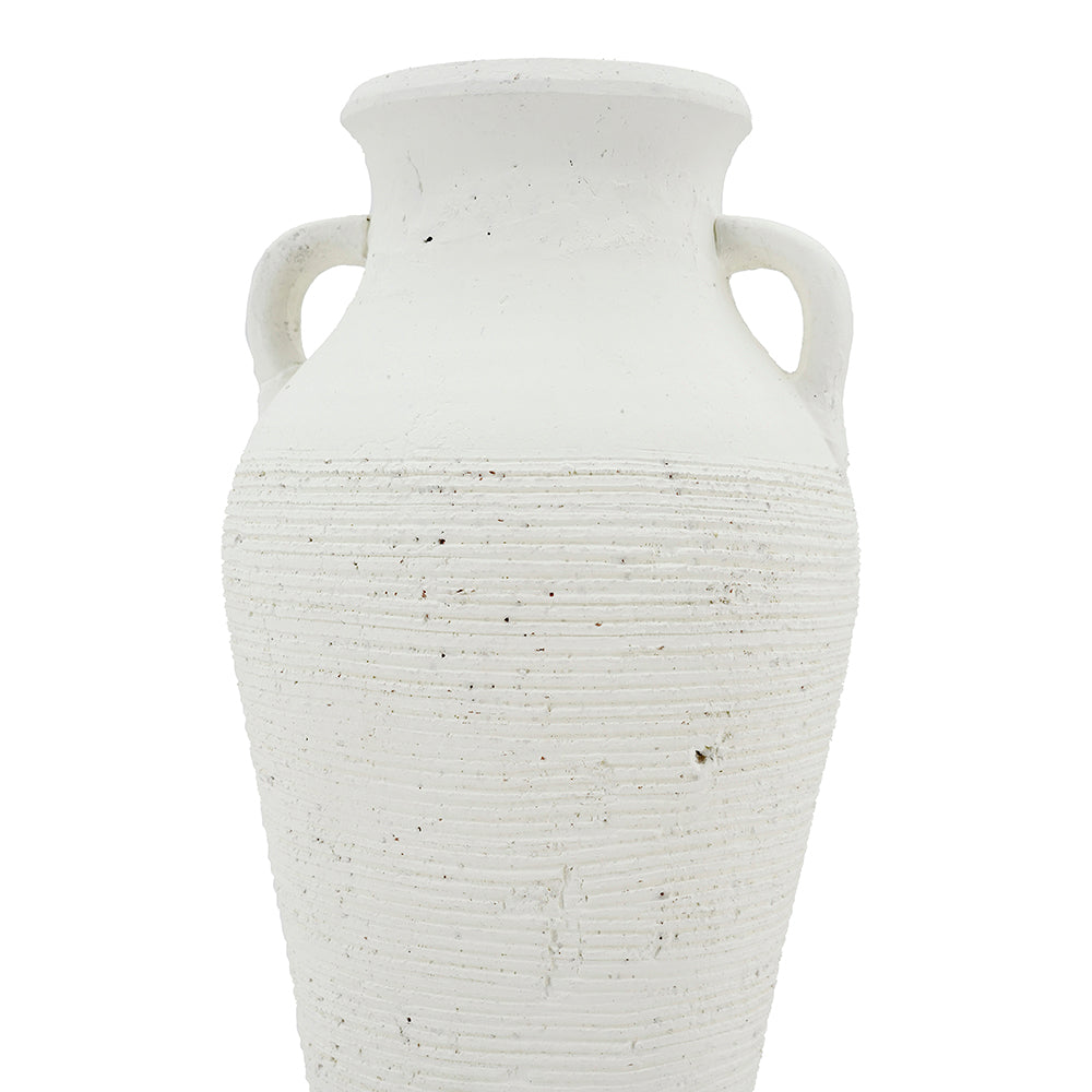 Rustic White Terracotta Tall Vase