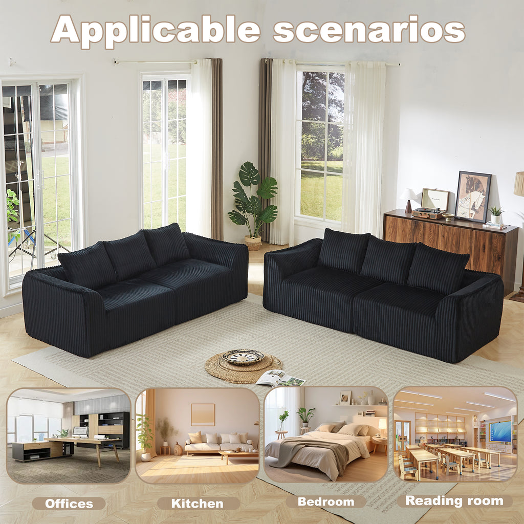 Minimalist 3+3 Seater Corduroy Sofa Set