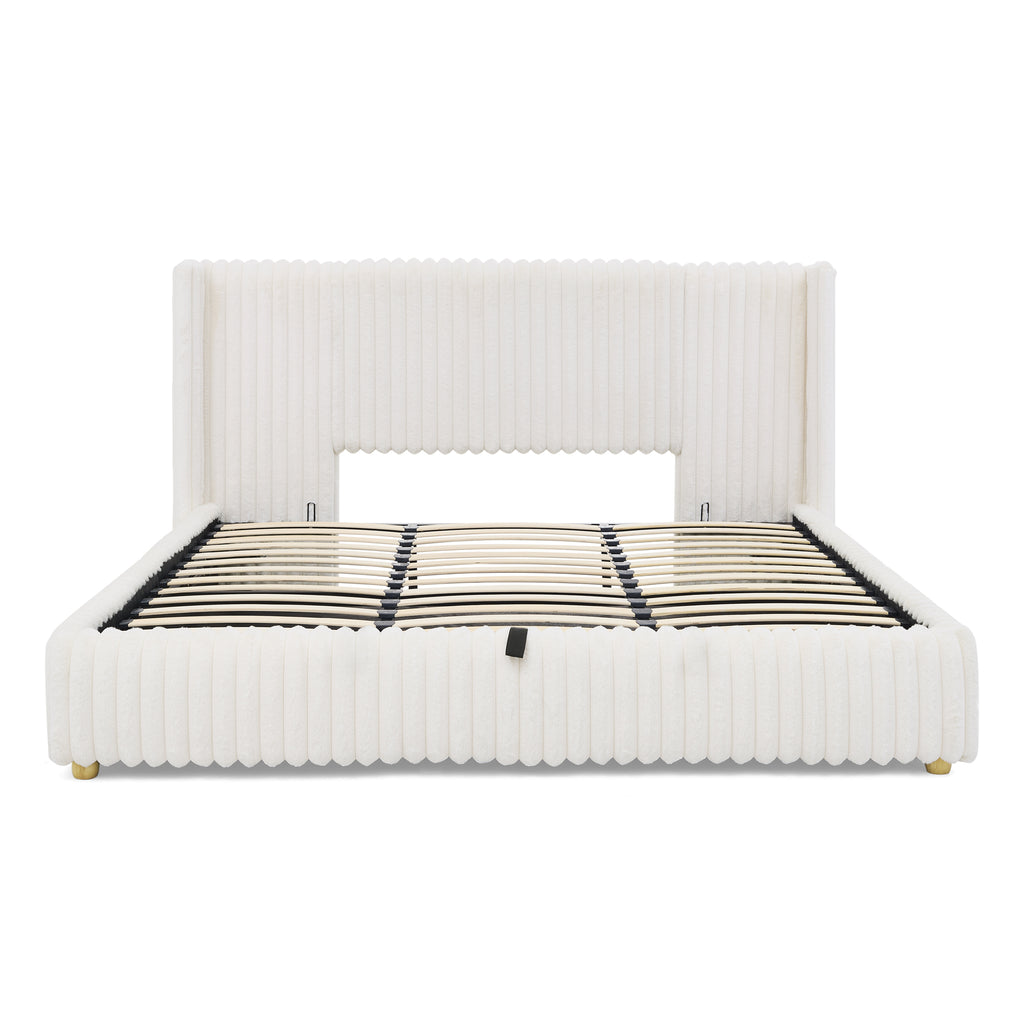 King Functional Vertical Striped Bed with Gas Lift Storage