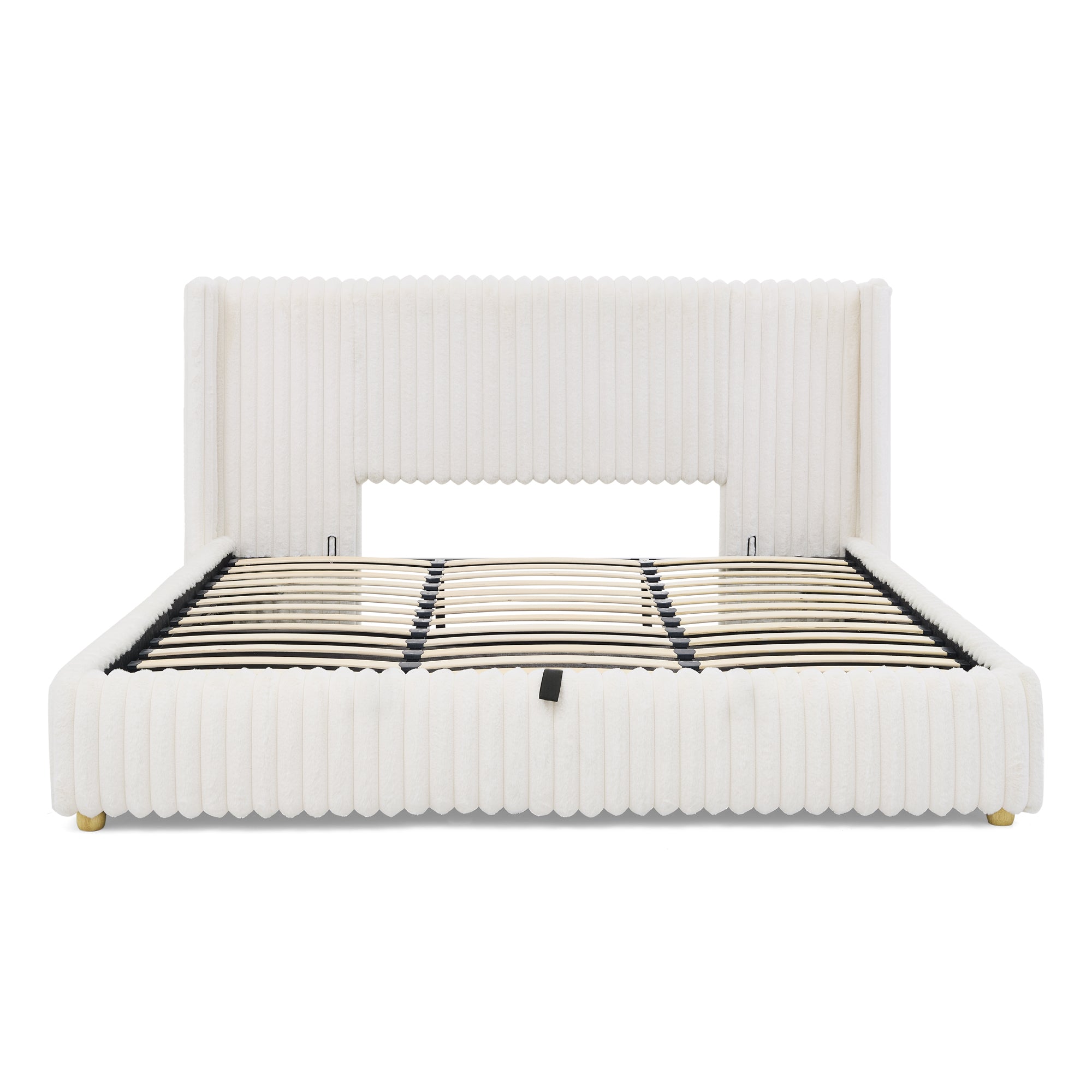 King Functional Vertical Striped Bed with Gas Lift Storage