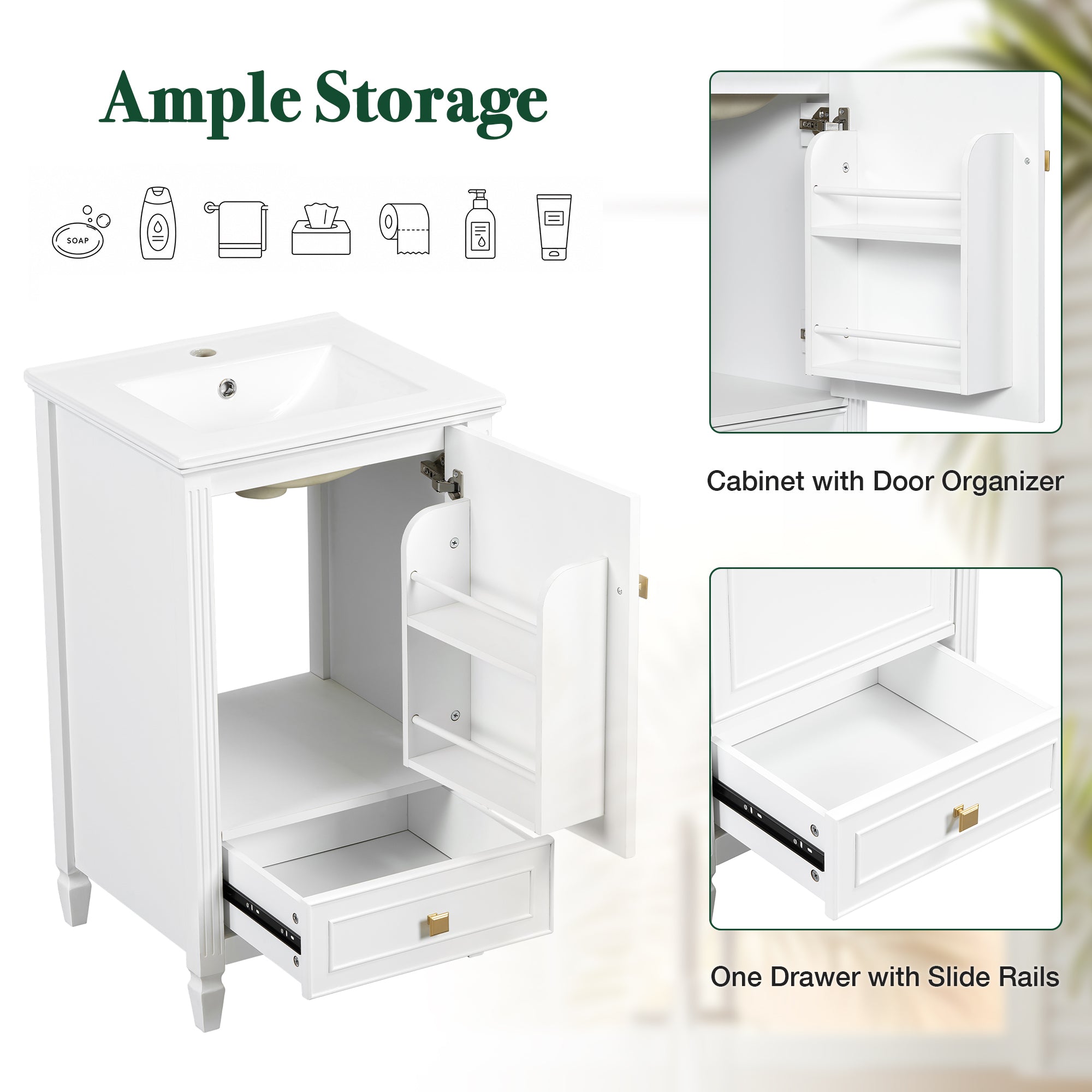 20" Bathroom Vanity with Ceramic Sink