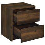 Geary Dark Pine 2-Drawer Nightstand with LED Lights and USB