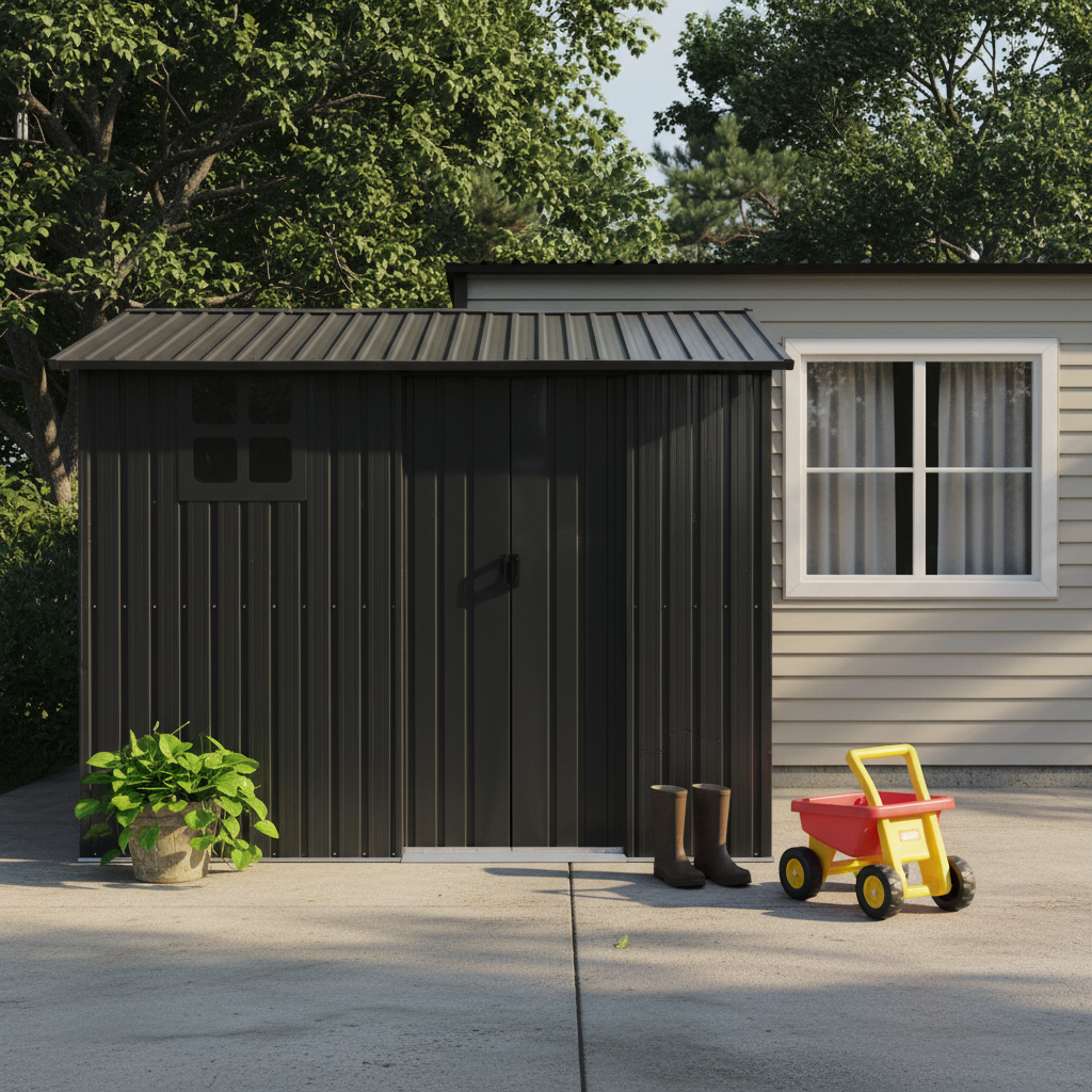 8x6FT Galvanized Steel Outdoor Storage Shed