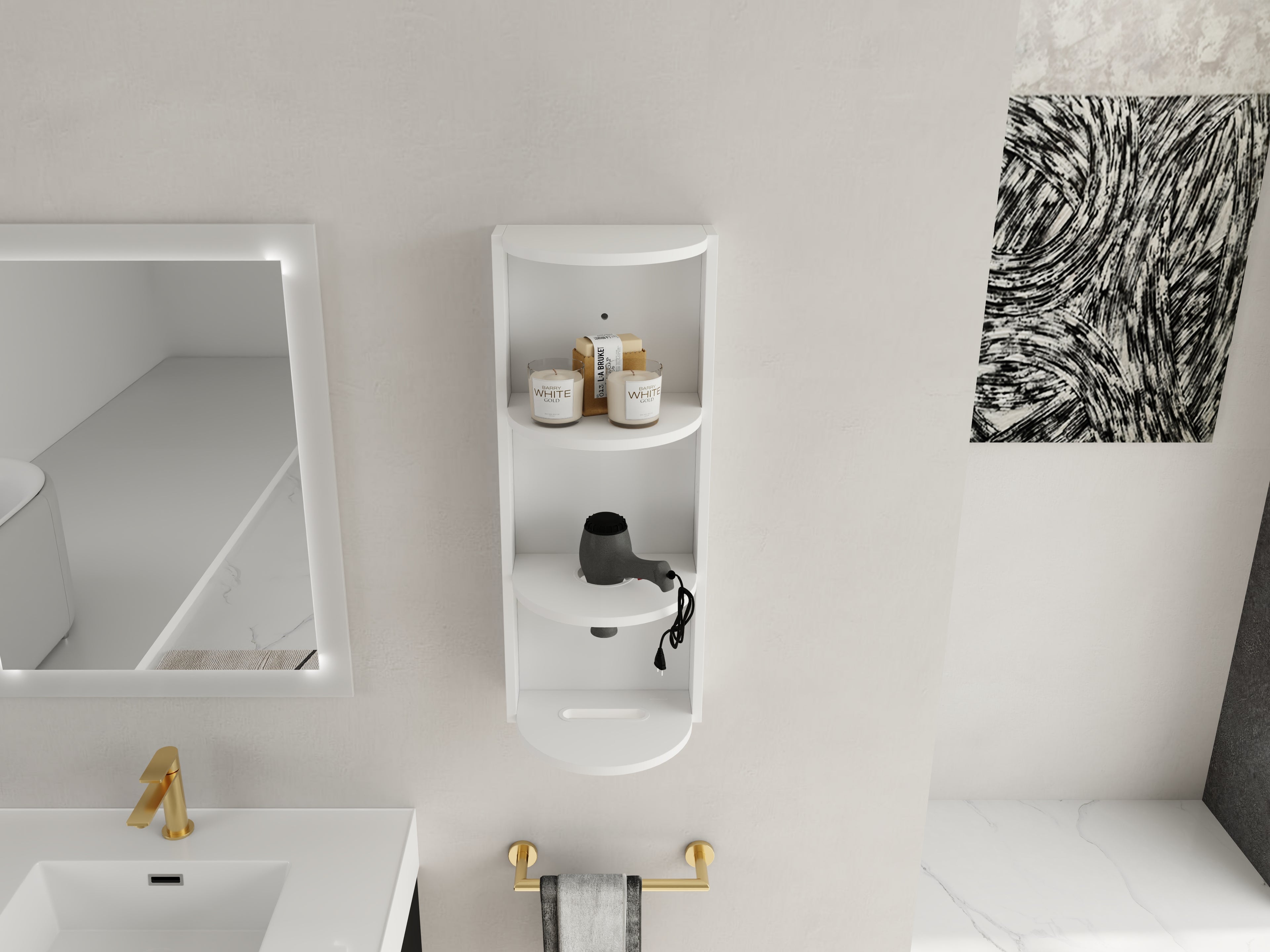 12" Bathroom Wall-Mounted Storage Rack