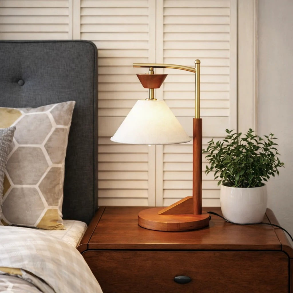 Wooden Bedside Table Lamp
