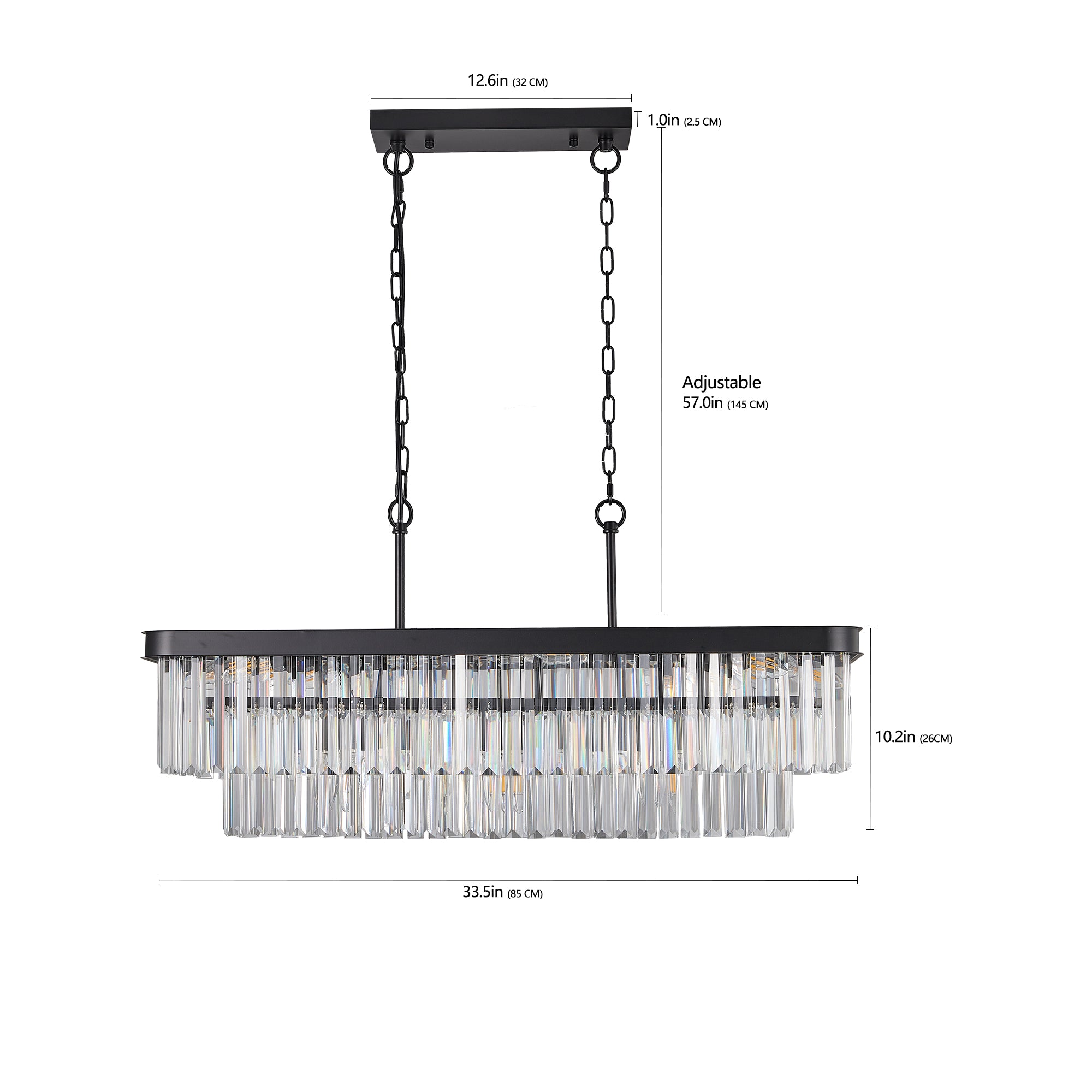Adjustable Rectangular Crystal Chandelier