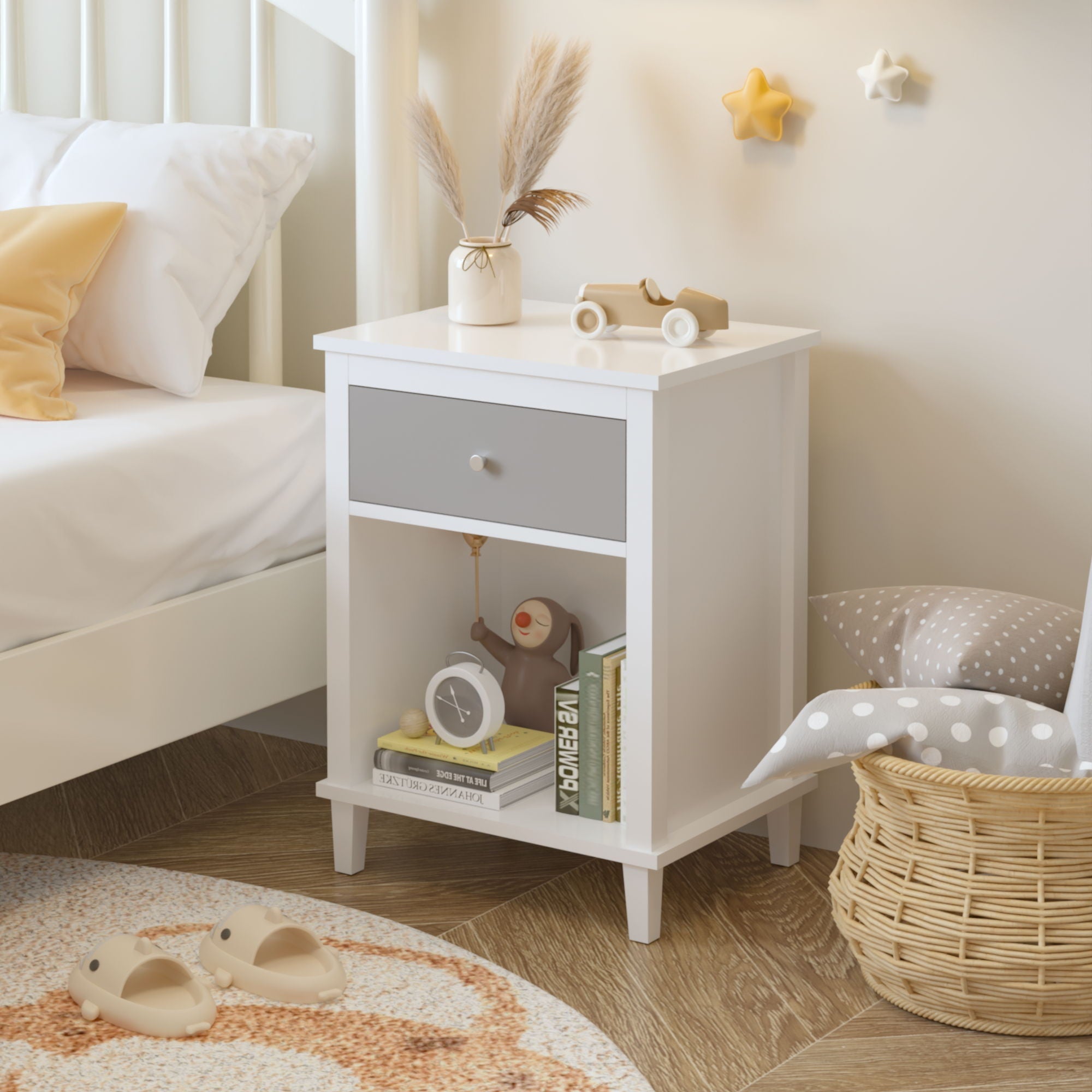 Nightstand With 1 Drawer and 1 Shelf