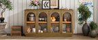 TREXM 4-Door Large Storage Buffet Cabinet with Glass Doors