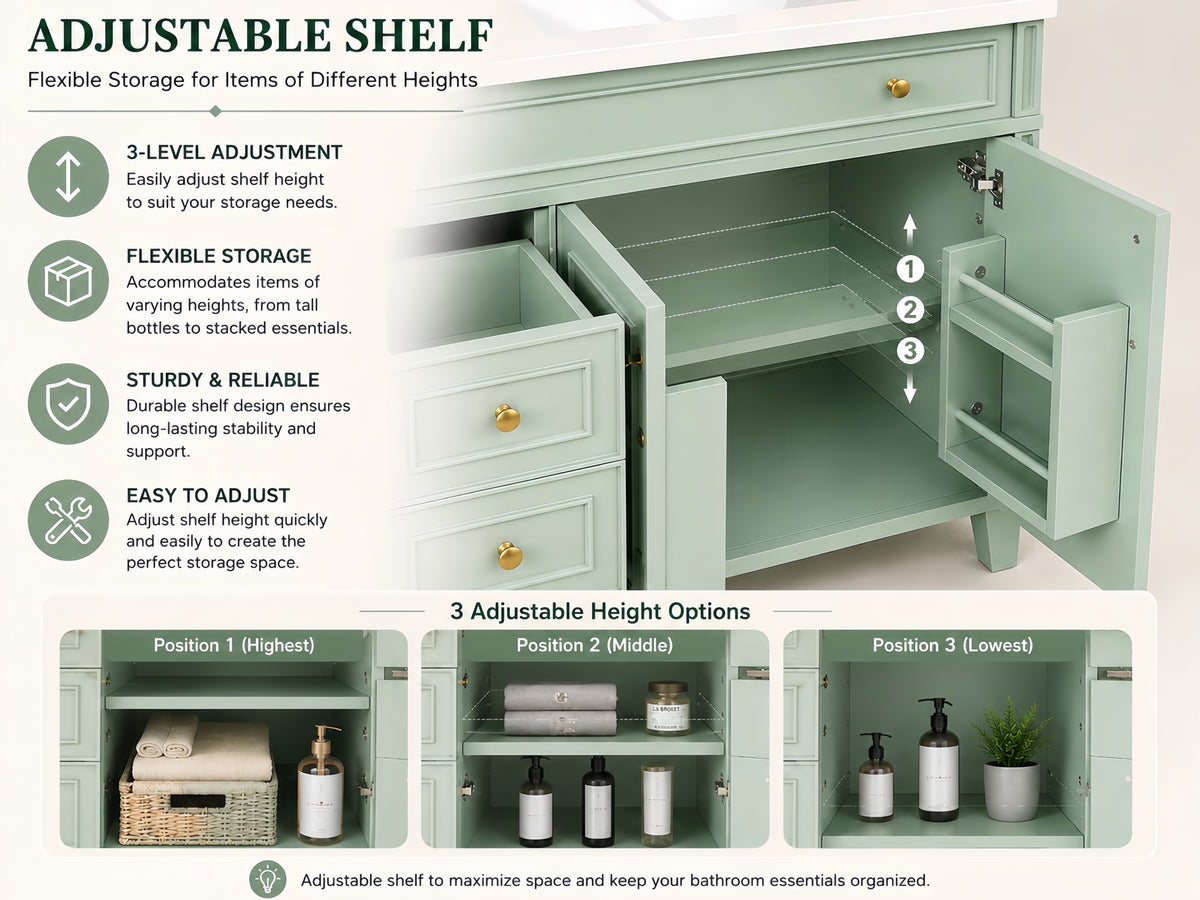 36 Inch Elegant Modern Bathroom Vanity with Sink