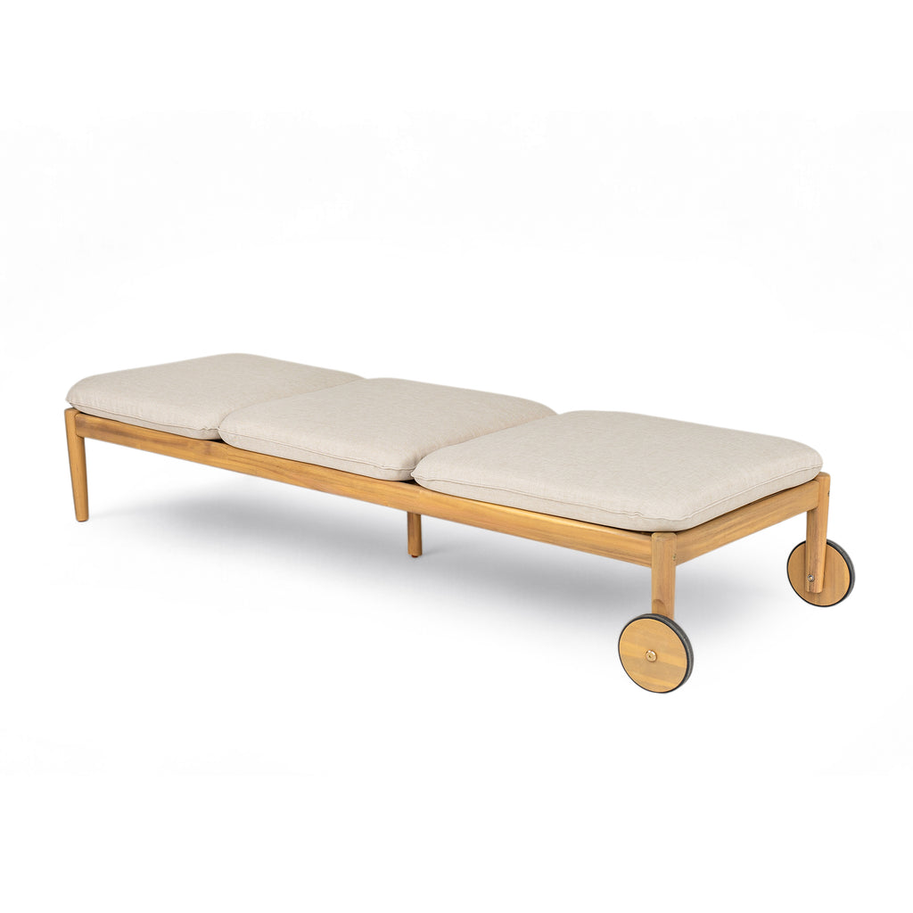 Riviera Outdoor Chaise Lounge with Wheels, Acacia Wood Frame (Set of 2)