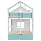 Full Size Bunk Bed with Storage Drawers & Shelves