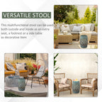 Outsunny 13" x 18" Ceramic Garden Stool with Woven Lattice Design