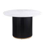 46 Inch Round Faux Marble Dining Table
