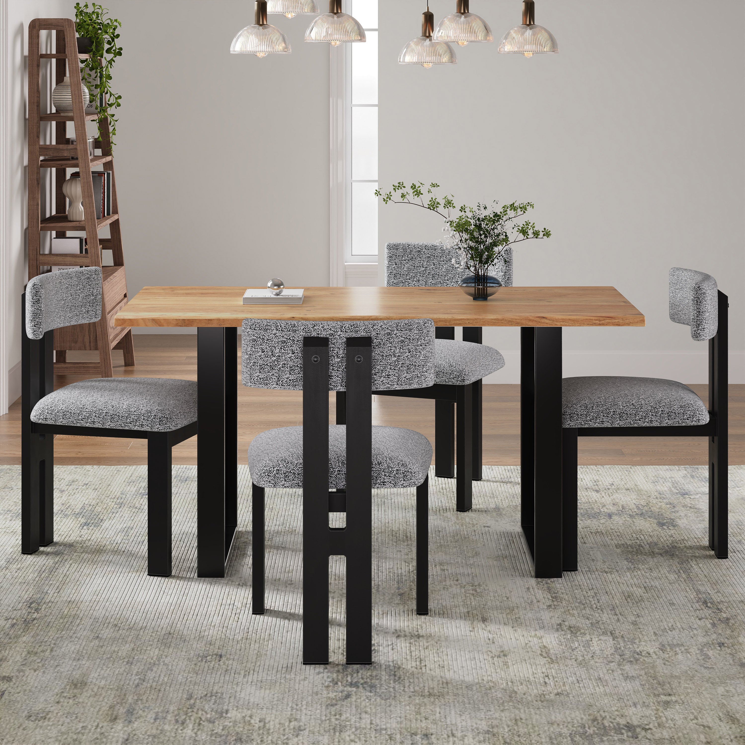 Upholstered Armless Dining Chairs With Metal Legs (Set of 2)
