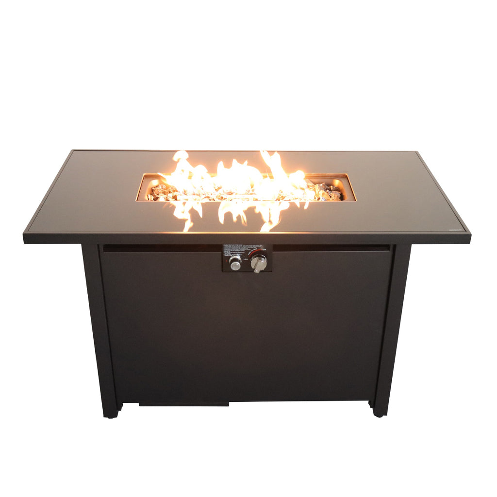 25" H x 42" W Steel Outdoor Fire Pit Table with Lid