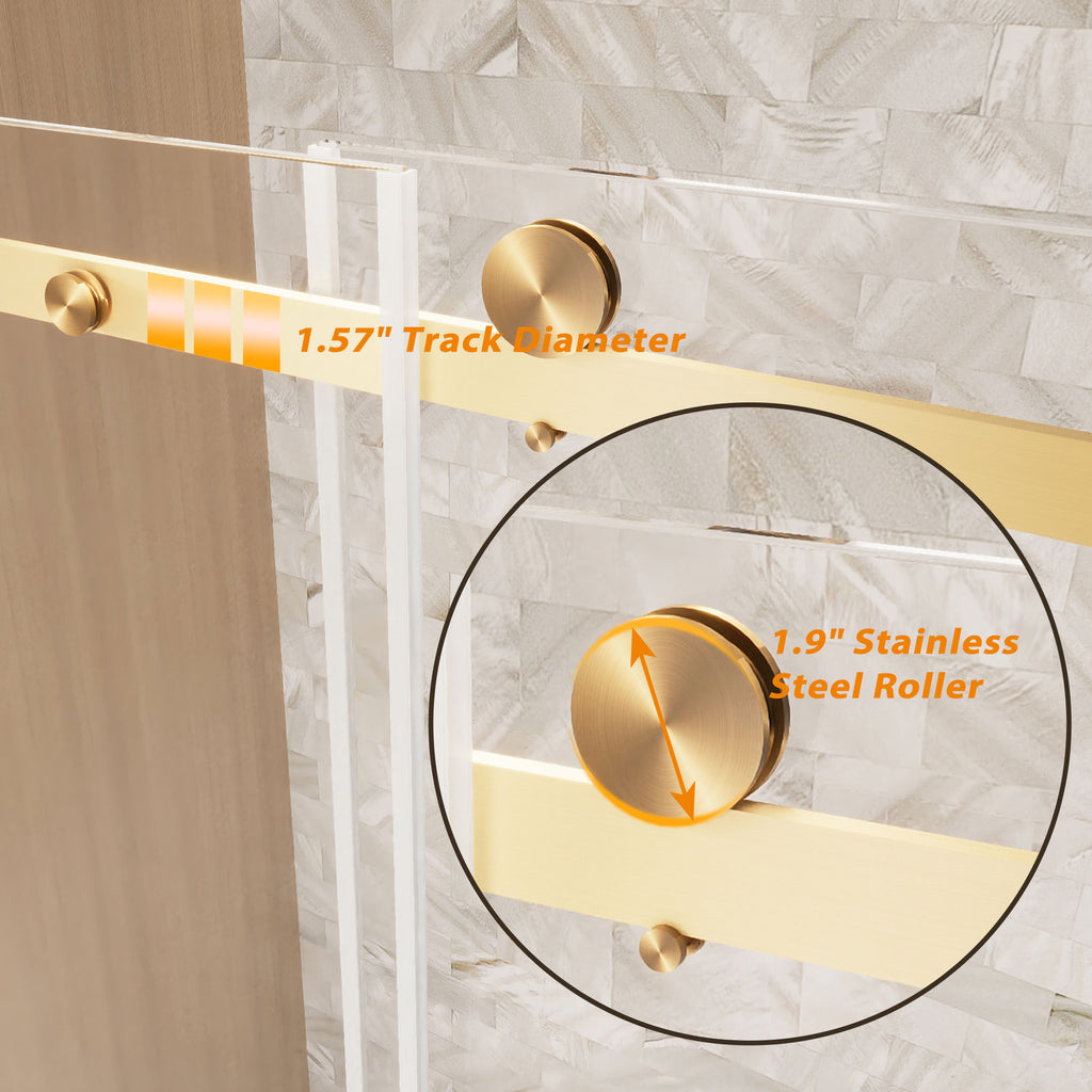 Frameless Single Sliding Shower Door 56-60"W x 60"H