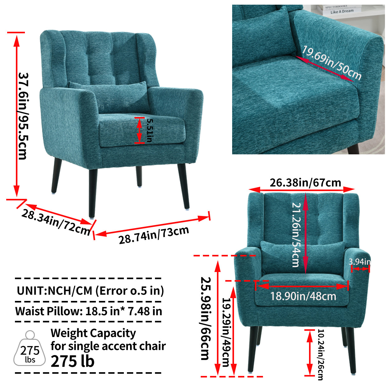 Modern Accent Chair Upholstered Foam Filled Living Room Chairs