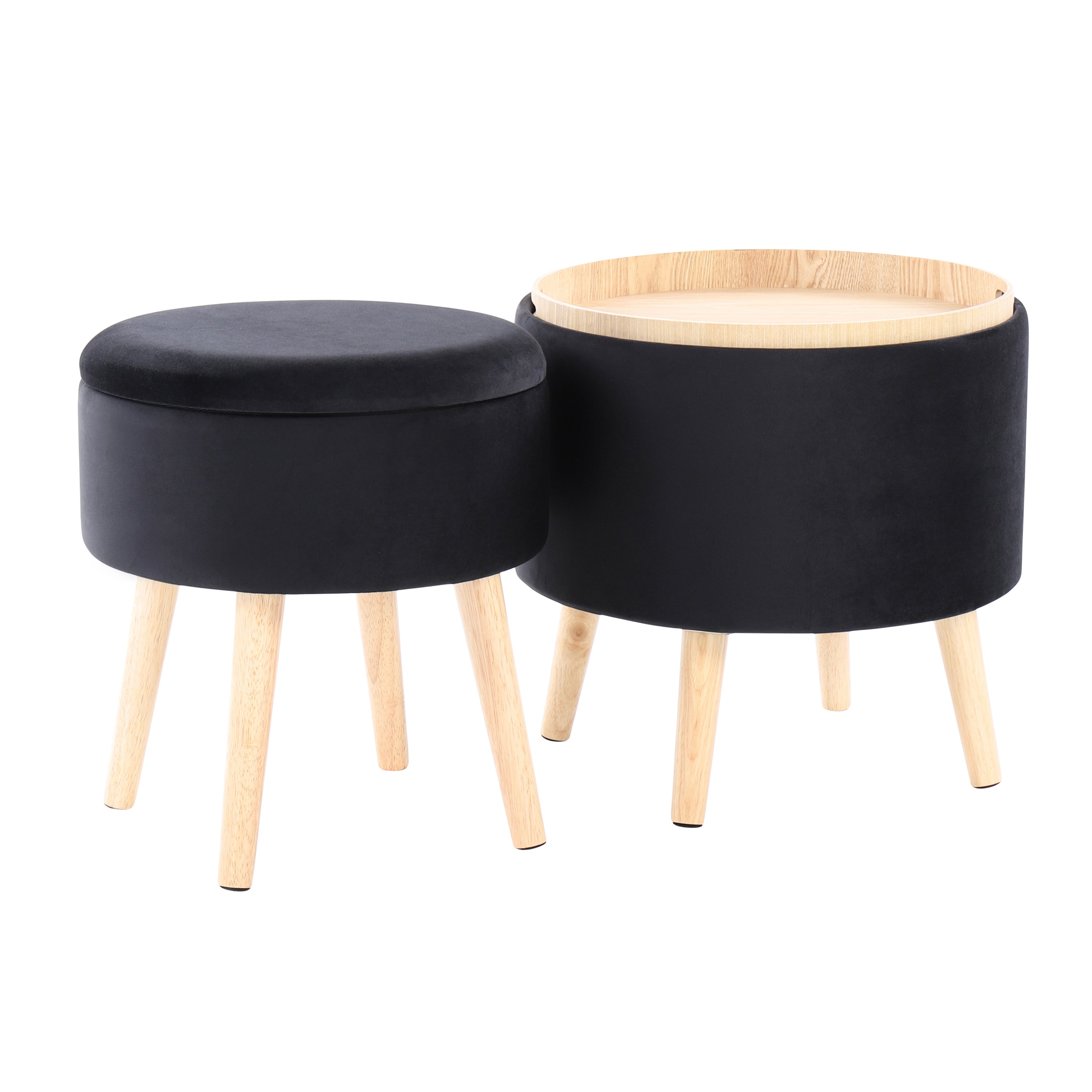 Contemporary Storage Ottoman Set with Matching Stool