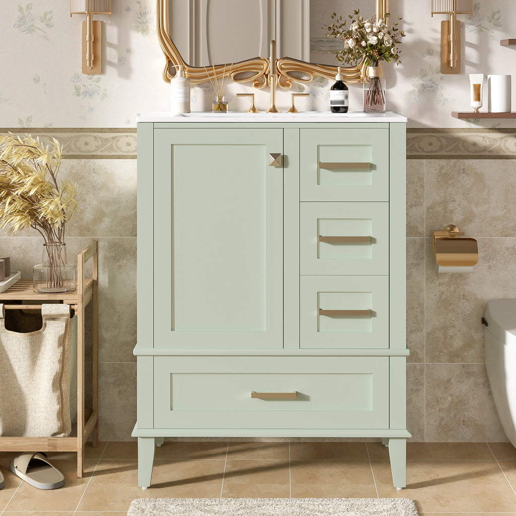 24.8" Bathroom Vanity with Ceramic Sink