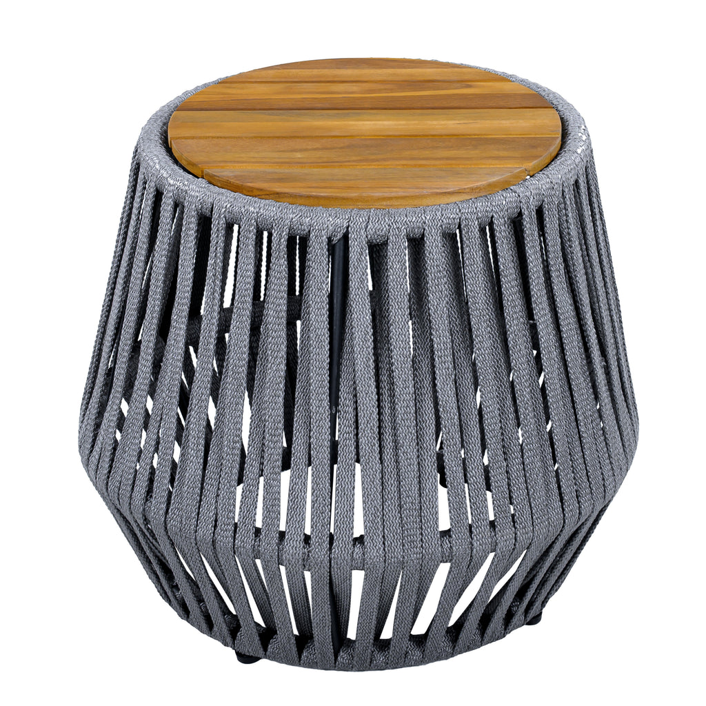Outdoor Side Table with Rope and Acacia Wood