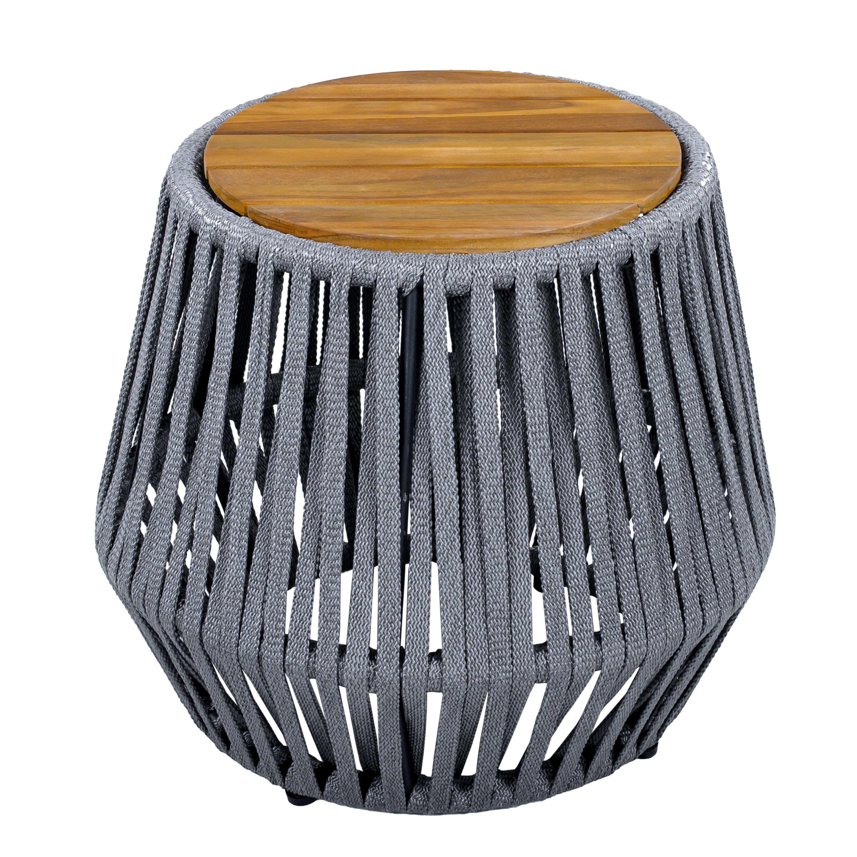 Outdoor Side Table with Rope and Acacia Wood