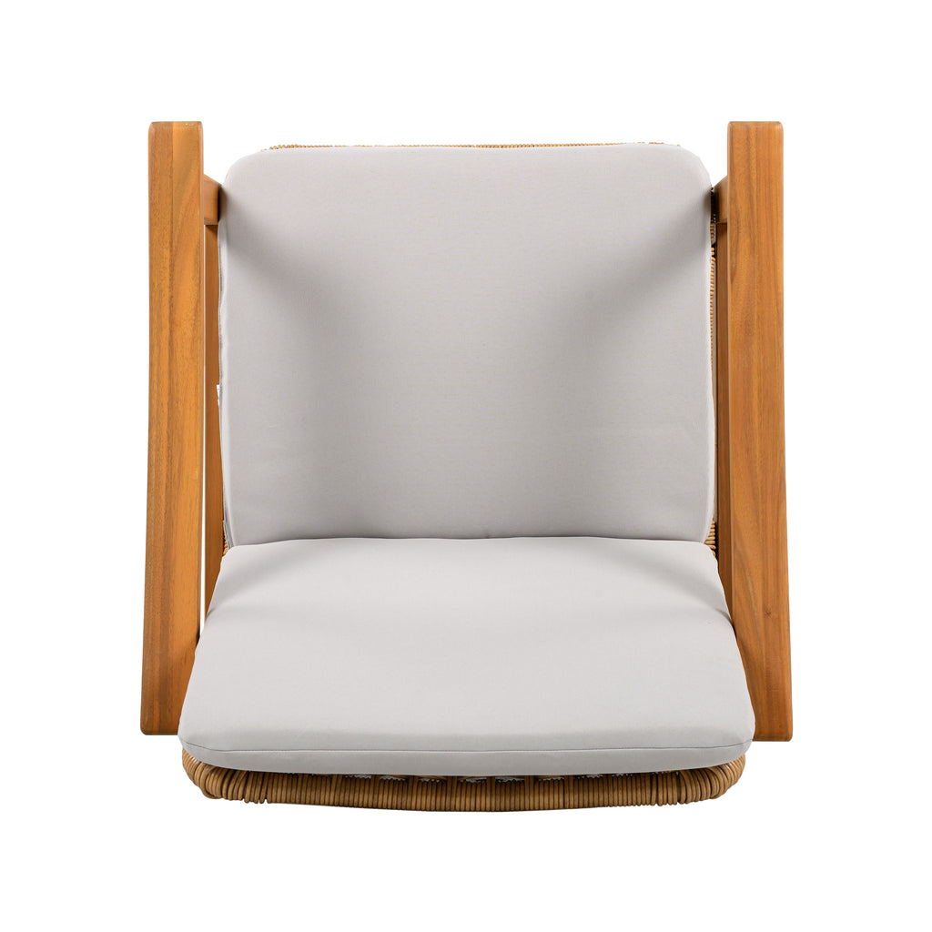 Outdoor Dining Chairs Set of 2, Teak Color Acacia Wood Frame