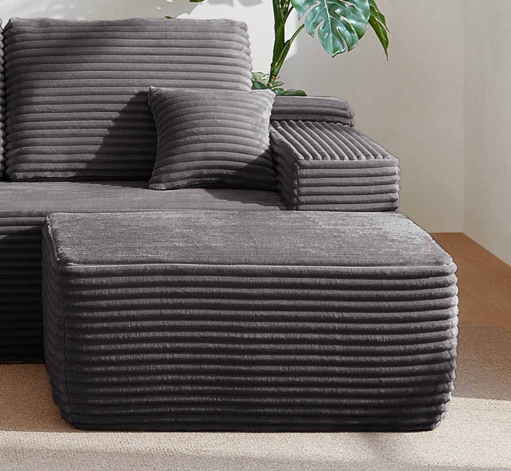 Plush Grey Ottoman
