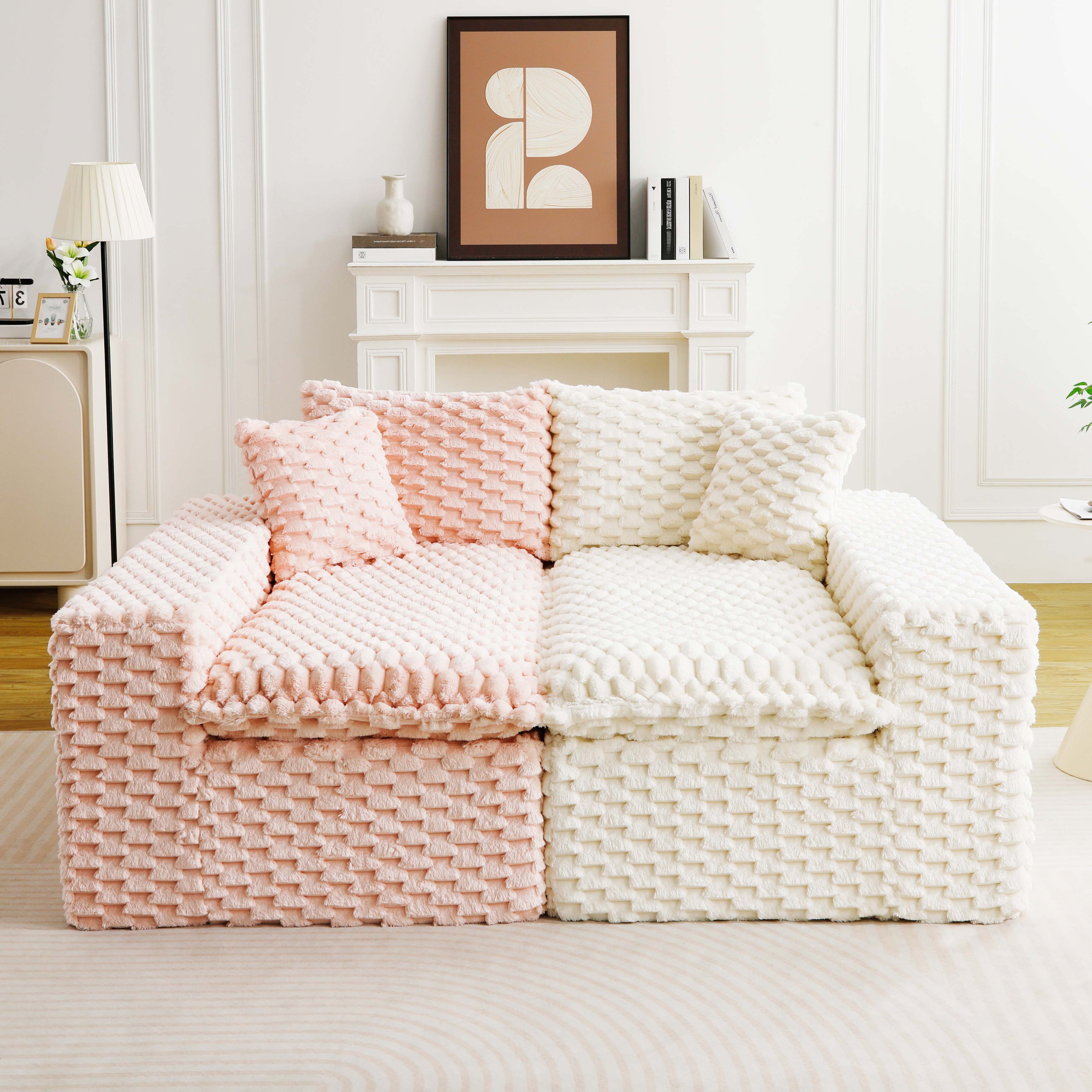 Luxury Color-Block Turtle Velvet Multifunctional Sofa