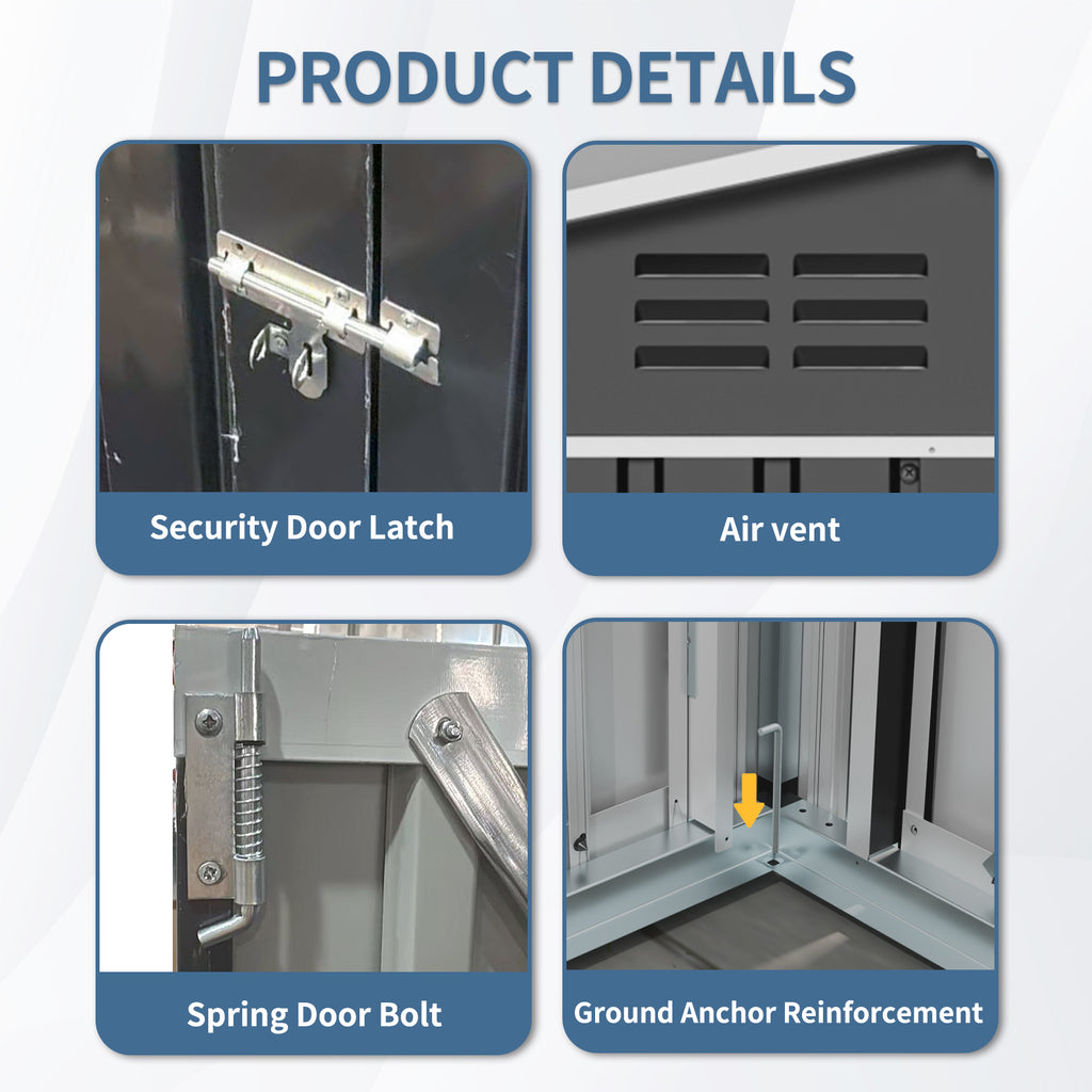 8ft x 4ft Outdoor Metal Storage Shed with Lockable Latch