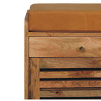 Shutter Shoe Rack: Leather Upholstered with 2 Drawers and 4 Storage Shelves