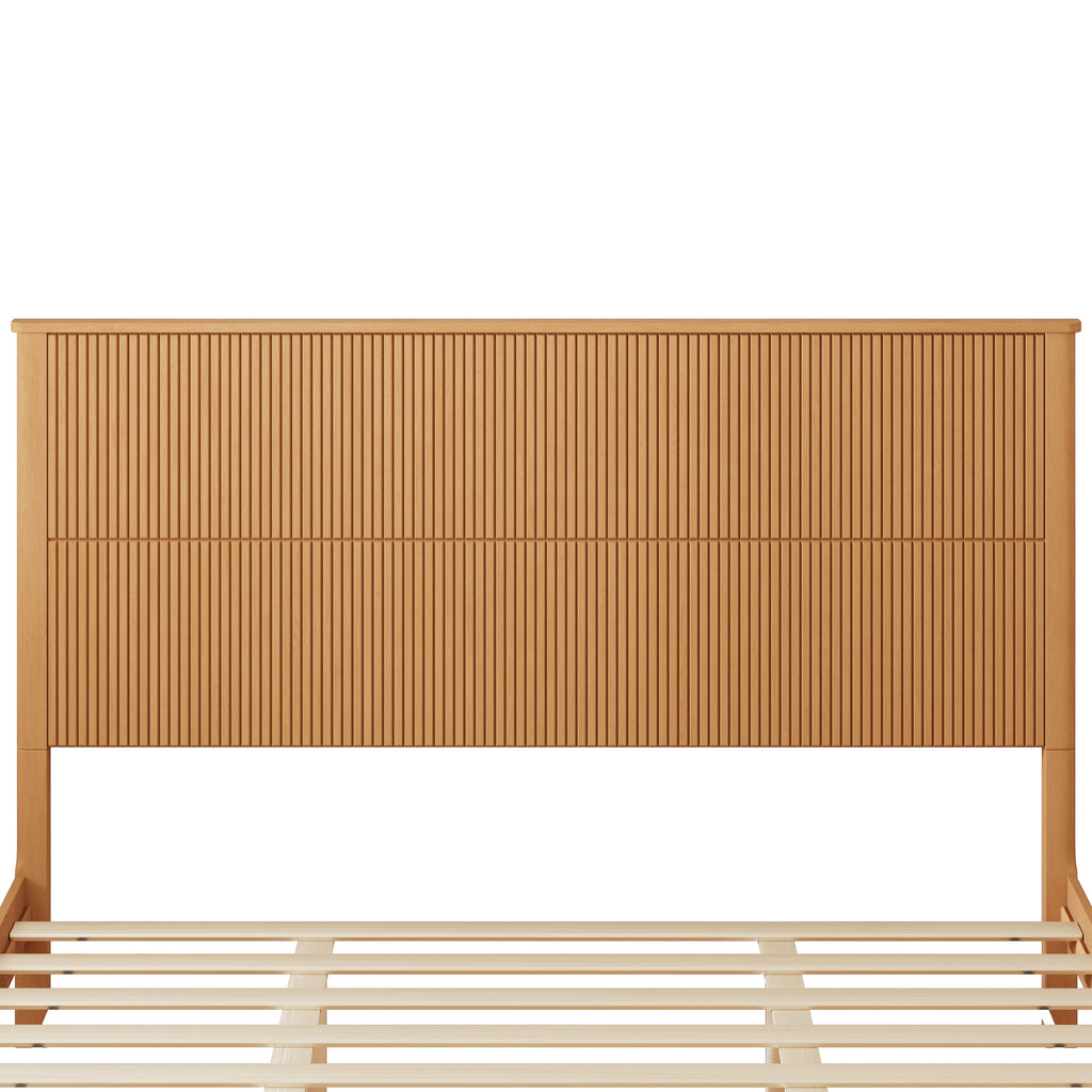 Solid Wood King Bed Frame with Tall Headboard