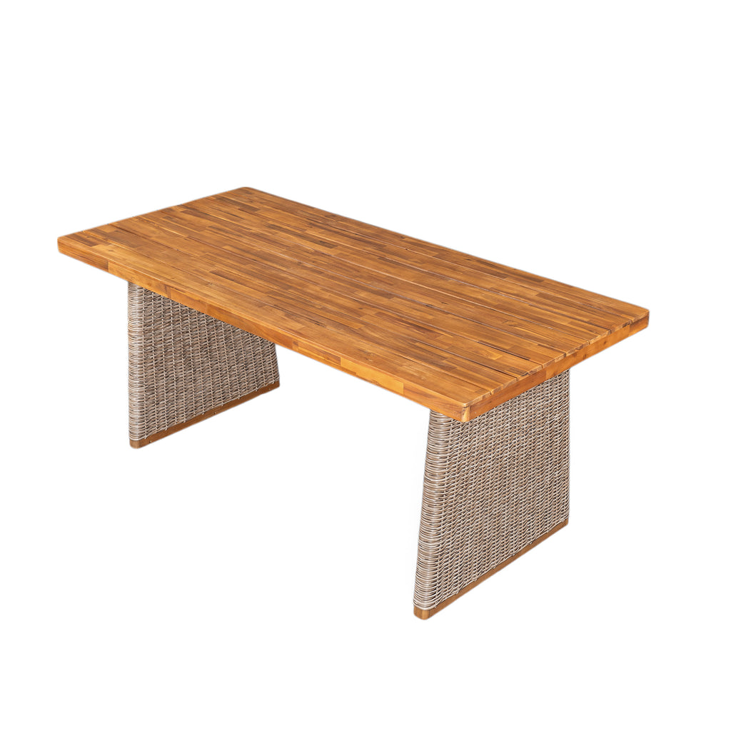 Outdoor Acacia Wood Dining Table, Teak Finish