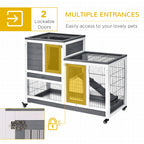 PawHut Wooden Rabbit Hutch Elevated Bunny Cage