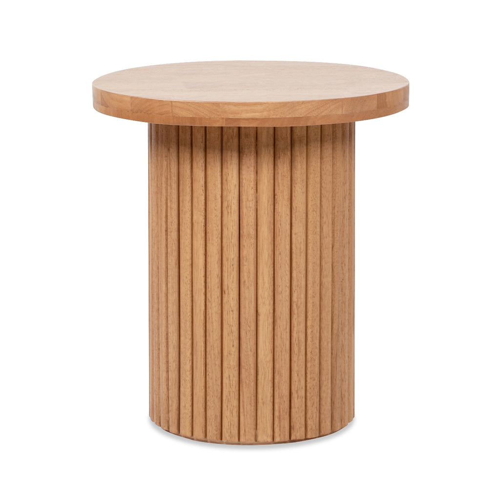 Kenzie 19.5" Fluted Pillar Round Accent Side Table, Light
