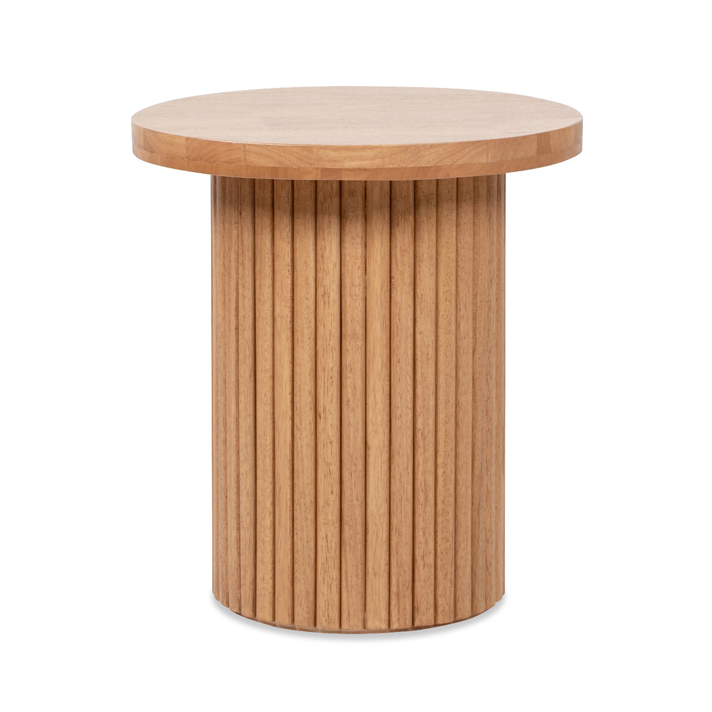 Kenzie 19.5" Fluted Pillar Round Accent Side Table, Light