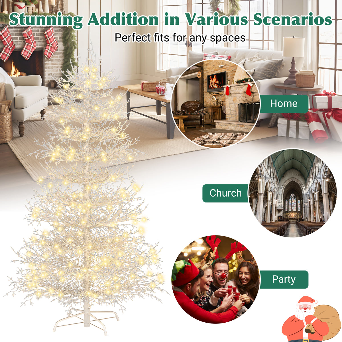 6-Foot Pre-Lit Aspen Fir Artificial Christmas Tree, White, 420 Warm Lights