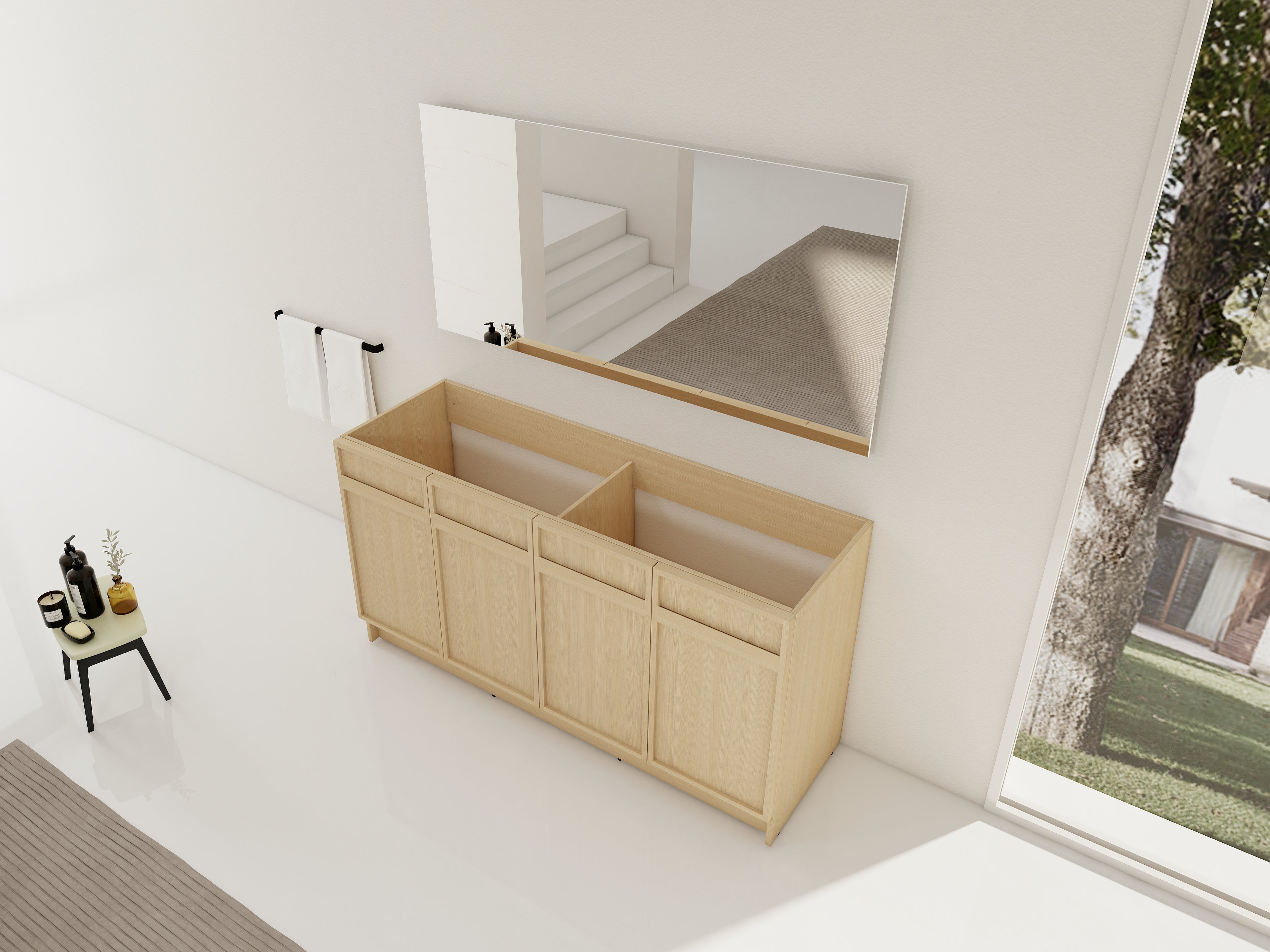 60" Freestanding Bathroom Vanity & 4 Soft-Close Cabinet Doors