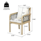 7-Piece Outdoor Acacia Wood Dining Set with Rope-Woven Armchairs