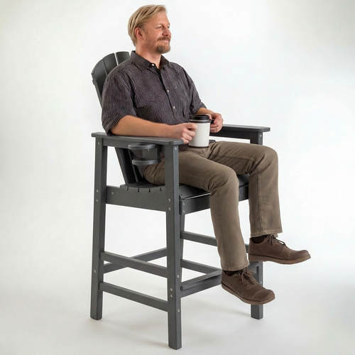 HDPE Bar Height Adirondack Chair with Cup Holder