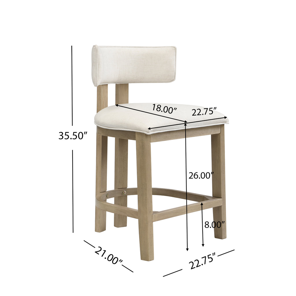 26" Counter Height Bar Stool Set of 2 - Light Ash & Beige