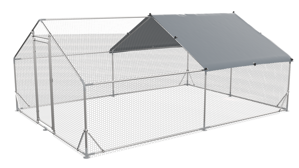 Large Metal Chicken Coop - Poultry Cage with Waterproof Cover