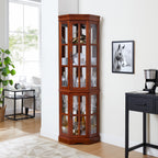 Corner Curio Cabinet with 5 Shelves and Lighting System