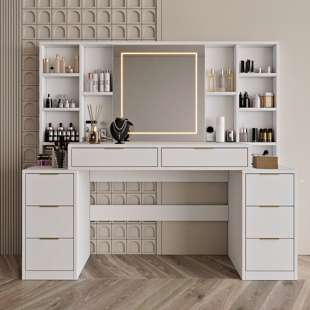 Makeup Vanity Desk with Mirror and Lights