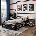 Kids Racing Car Nightstand with Open Storage Shelf