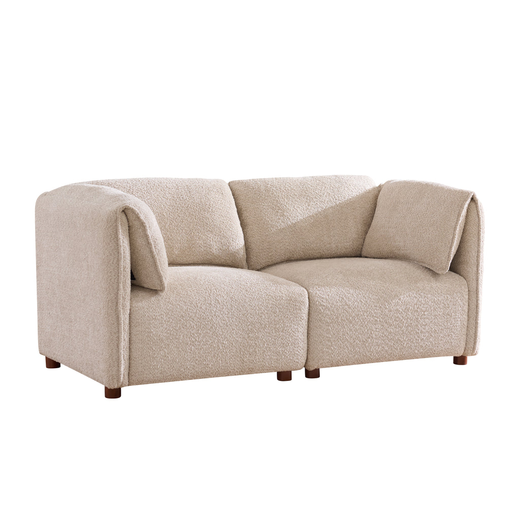 Aura 126 in. 5-Piece L Shaped Boucle Modular Sectional Sofa