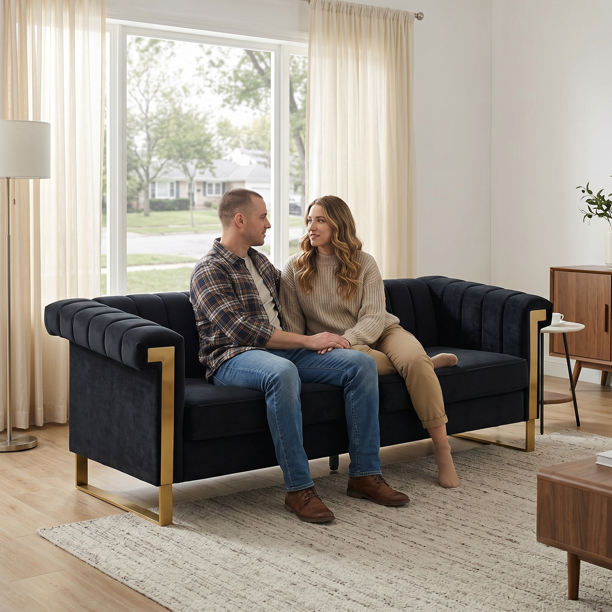 FX-P81B-BK Chesterfield Sofa