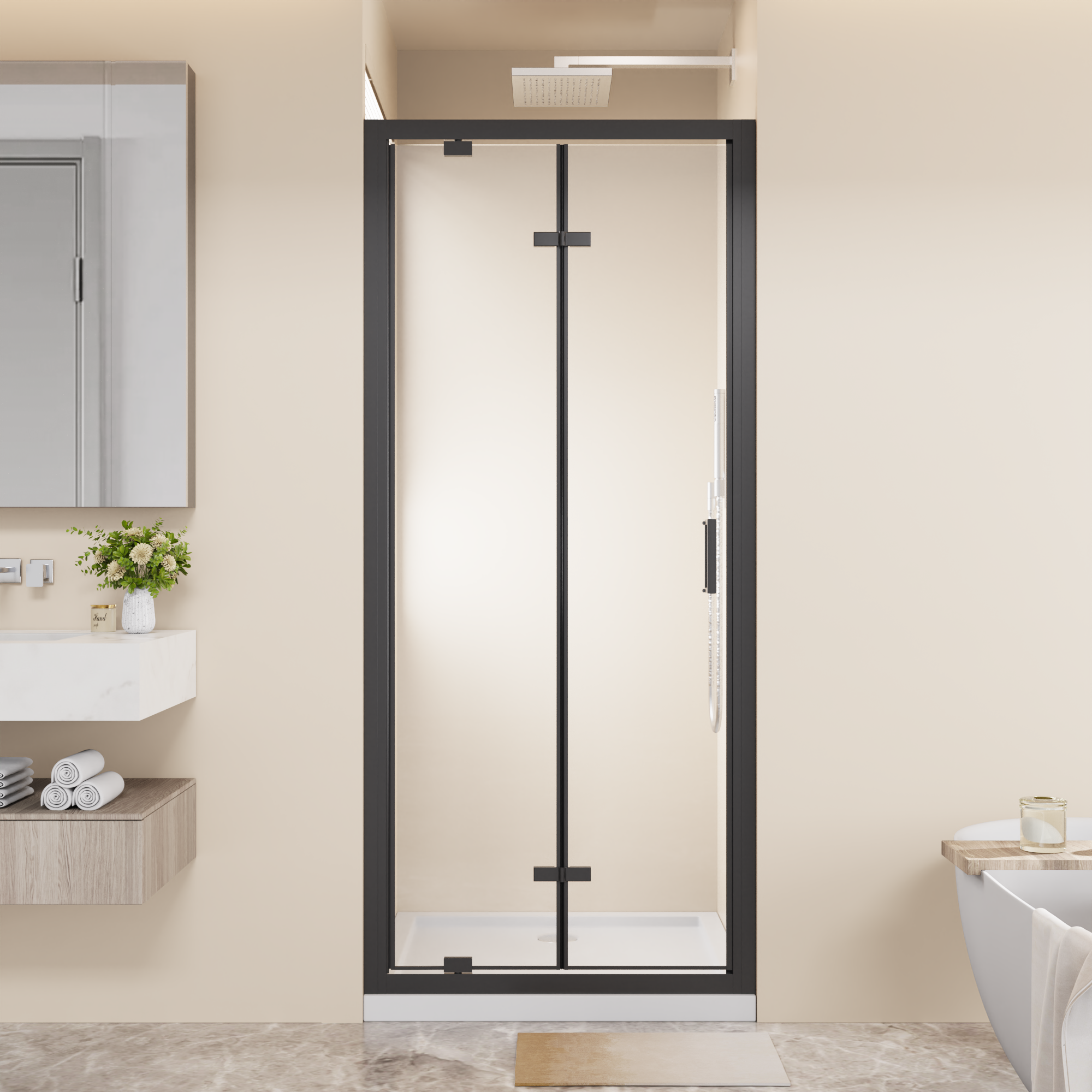 Framed Bi-fold Pivot Shower Door 32"x72"