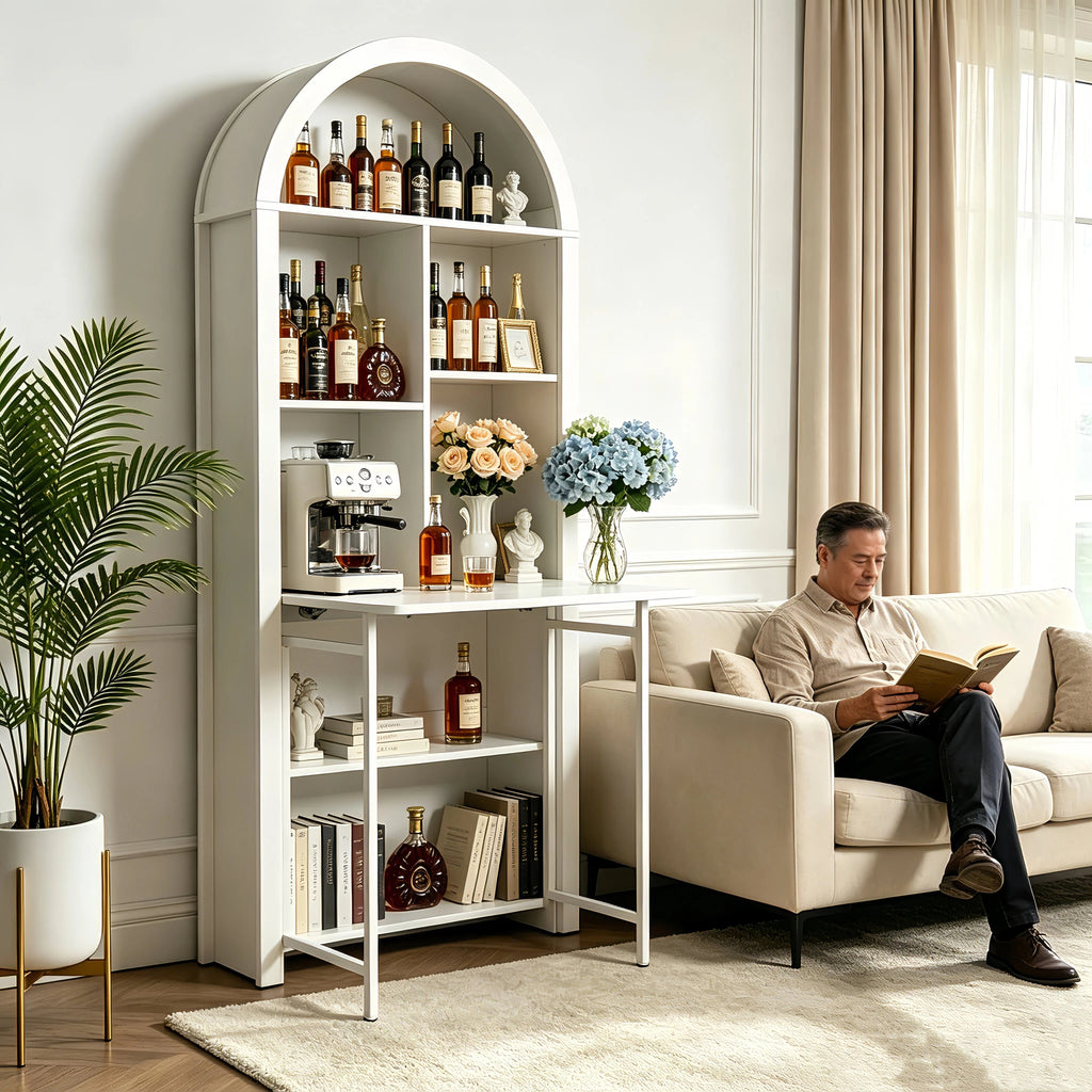 Folding Craft Desk with Storage Shelves