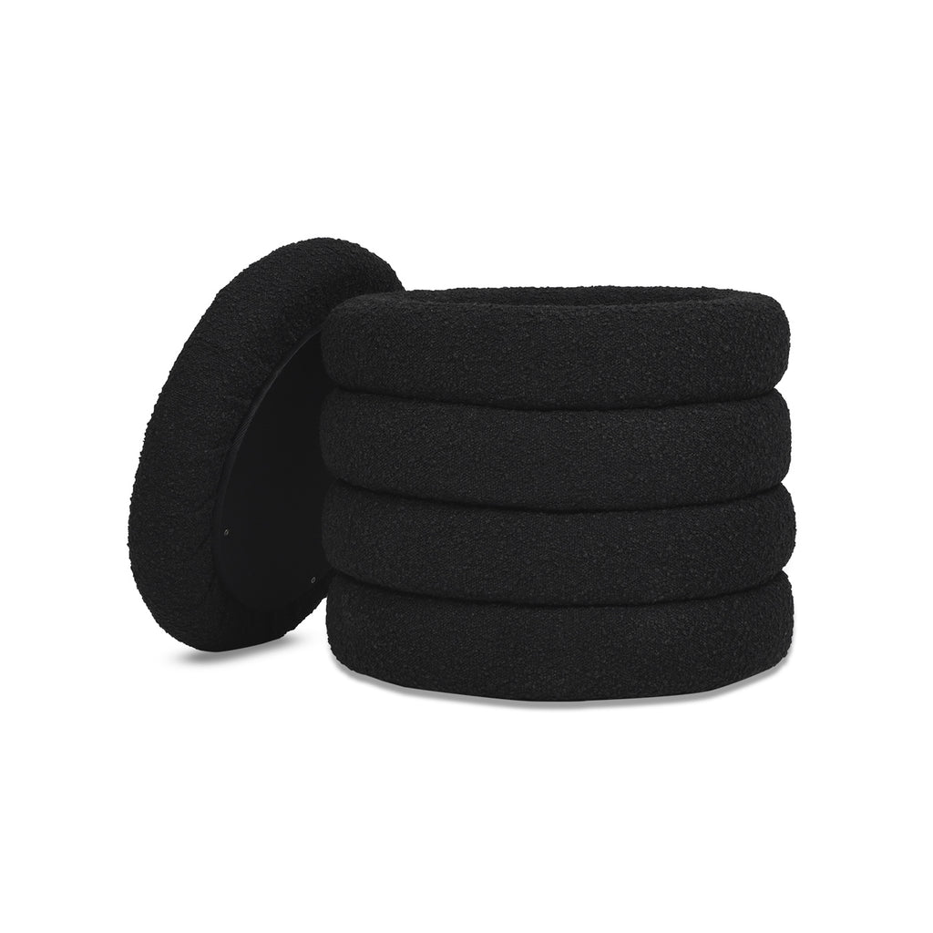 Fuji 19" Oversized Round Storage Ottoman, Ebony