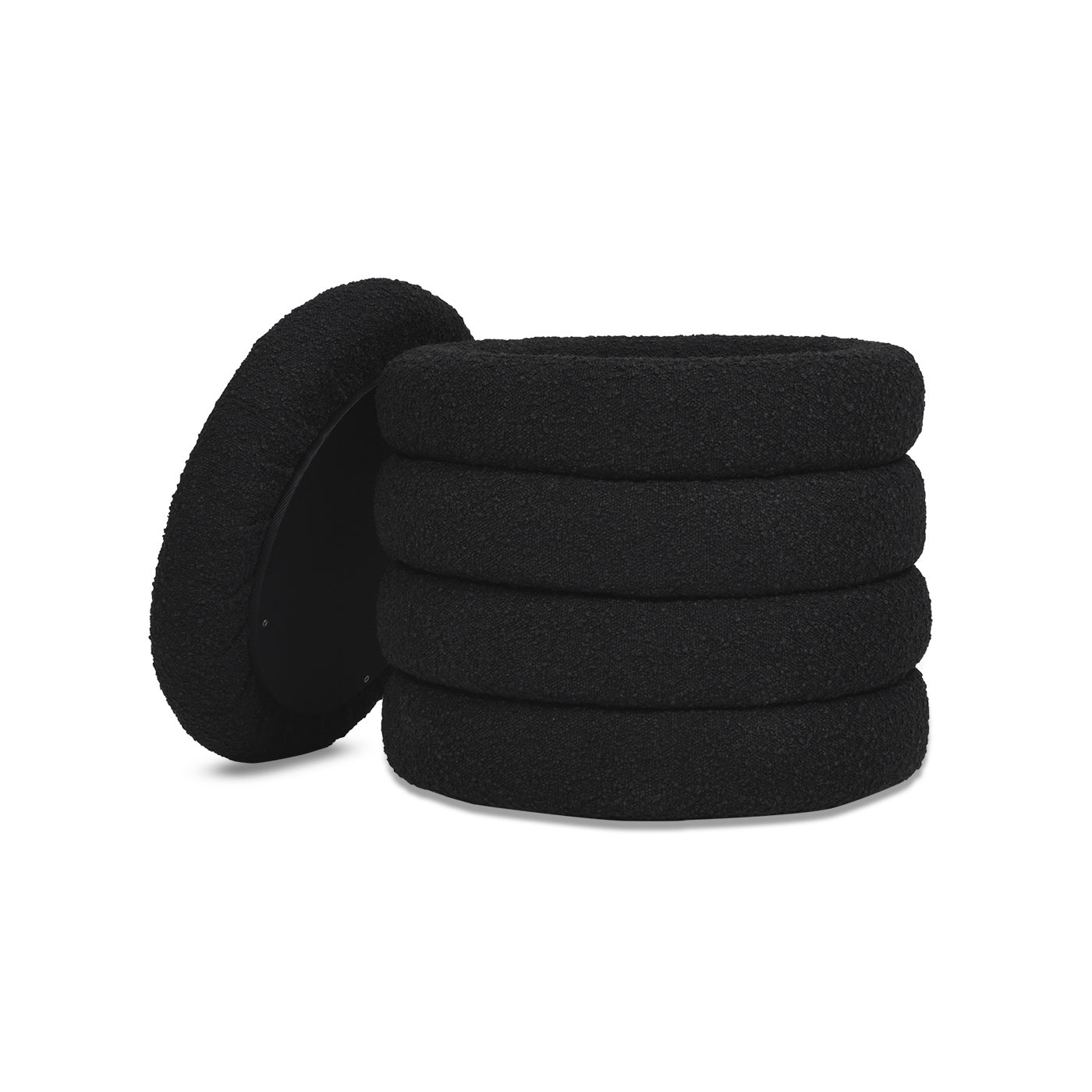 Fuji 19" Oversized Round Storage Ottoman, Ebony